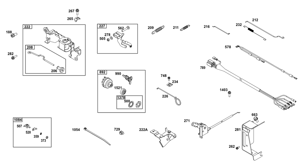Controls Group Diagram and Parts List for 356447-0719-H5 200000 - 399999 Briggs and Stratton Engine